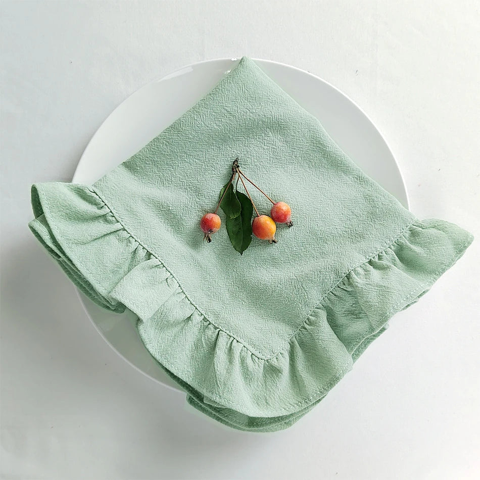 THEA 4x Ruffled Fabric Napkins I Placemats