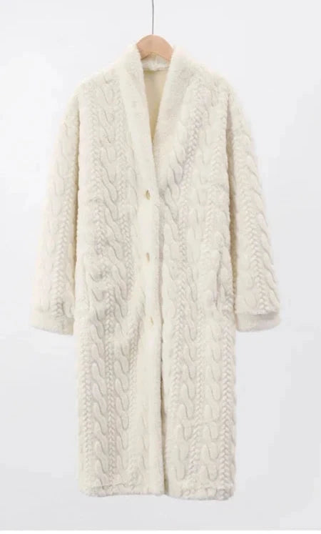 AGNES lange warme Kunstpelz Strickjacke